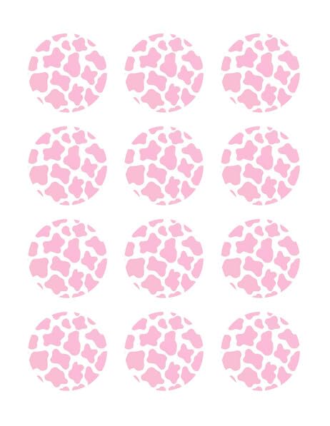 2" Pre-Cut Round Pink & White Cow Print Edible Images!
