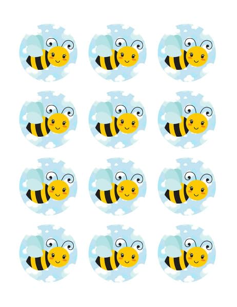 Colorful Bee Edible Image Cupcake Toppers For 2" Cupcakes Or Cookies!