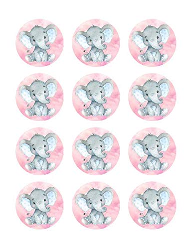 2" Round Pre-Cut Custom Baby Elephant Edible Images For Your Cupcakes!