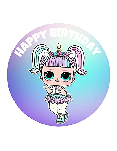 Bday Unicorn Design By TNCT Edible Image For 9.5" Round Cake!