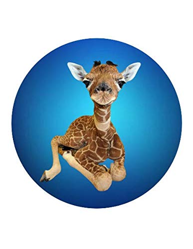 1.875" Round Pre-Cut Baby Giraffe Blue Edible Image Cupcake Toppers!