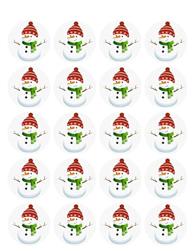 Snowman Design Edible Image Cupcake Toppers For 1.875 Inch Cupcakes Or Cookies!