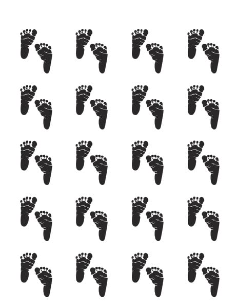 1.875" Pre-Cut Round Baby Feet Silhouette Edible Image Cupcake Toppers!