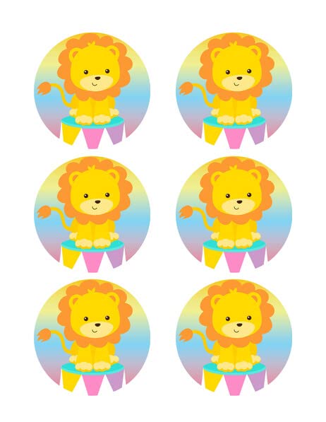 3" Round Pre-Cut Colorful Lion Edible Image Cupcake Or Cookie Toppers By TNCT!