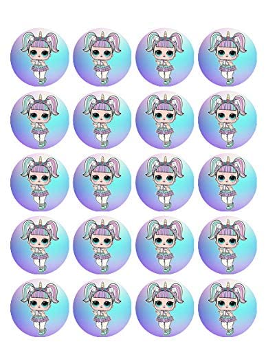 Unicorn Girl Edible Image Cupcake Toppers For 1.875" Round Cupcakes!