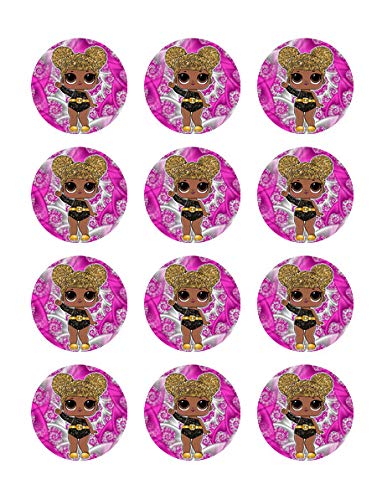 Queen Bee Pink Edible Image Cupcake Toppers For 2 Inch Cupcakes Or Cookies!