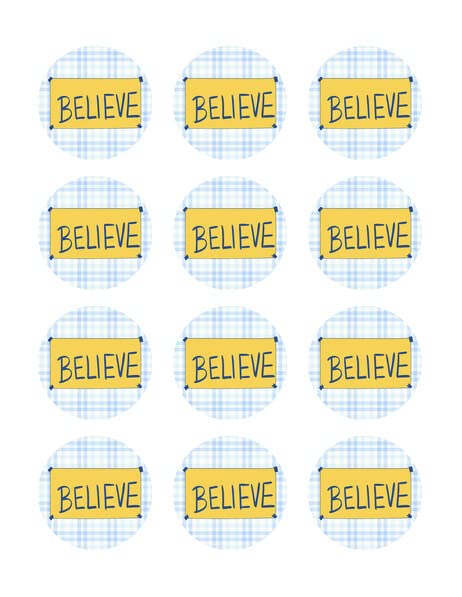 2" Round Pre-Cut Believe Design Edible Images For Your Cupcakes By TNCT!