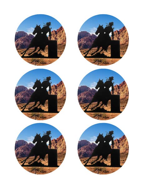 3" Round Pre-Cut Barrel Racing Edible Image Cupcake Or Cookie Toppers By TNCT!