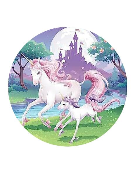 3" Round Pre-Cut Colorful Purple Unicorn Edible Image Cupcake Toppers By TNCT!