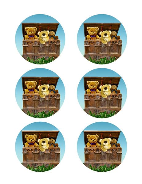 3" Round Pre-Cut Cute Teddy Bear Edible Image Cupcake Toppers!