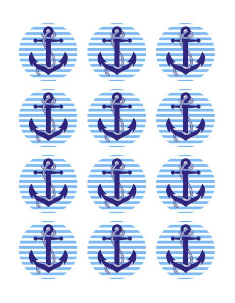 2" Round Pre-Cut Anchor Design Edible Images For Your Cupcakes By TNCT!