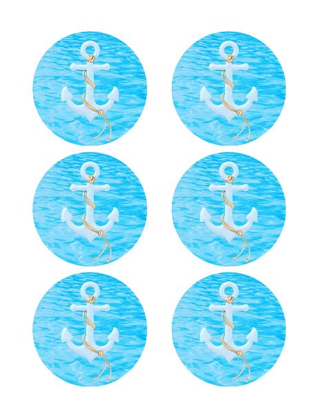 3" Round Pre-Cut Anchor Edible Image Cupcake Or Cookie Toppers By TNCT!