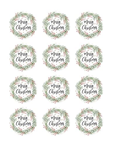 2" Pre-Cut Merry Christmas Design By TNCT Edible Images For Your Cupcakes!