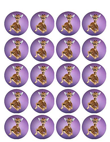 1.875" Round Pre-Cut Baby Giraffe Purple Edible Images For Your Cupcakes!