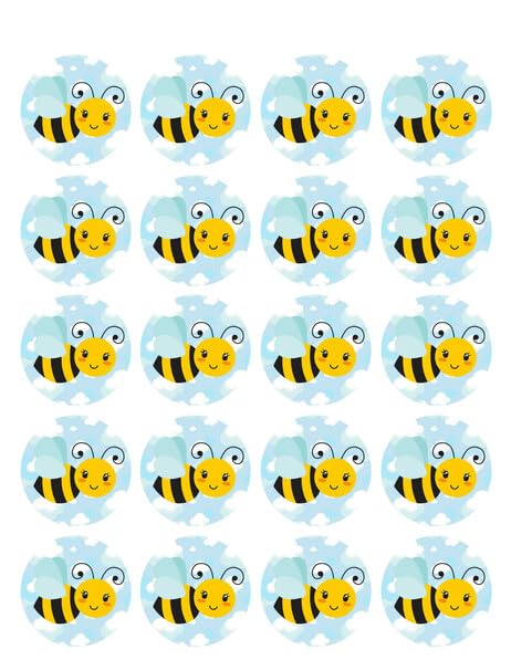 1.875" Pre-Cut Round Colorful Bee Edible Images!