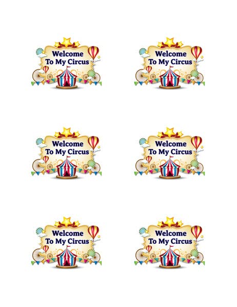 3" Round Pre-Cut Circus Edible Image Cupcake Or Cookie Toppers!