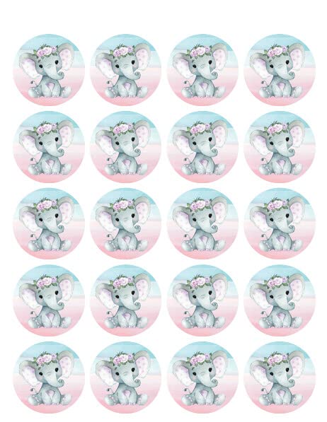 1.875" Round Pre-Cut Baby Elephant Edible Images For Your Cupcakes!