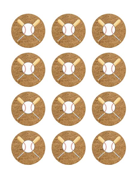 2" Pre-Cut Round Baseball Bat Edible Images For Your Cupcakes By TNCT!