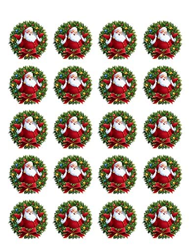 1.875" Round Pre-Cut Christmas Design Edible Image Cupcake Toppers!