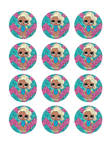 Surfer Babe Edible Image Cupcake Toppers For 2 Inch Cupcakes Or Cookies!