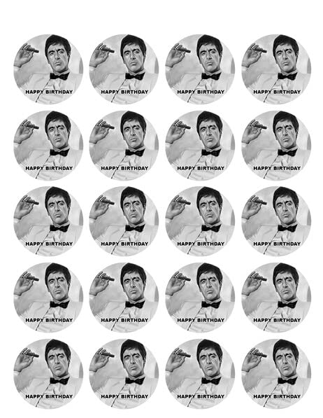 1.875" Round Pre-Cut Bday Black & White Edible Image Cupcake Toppers!