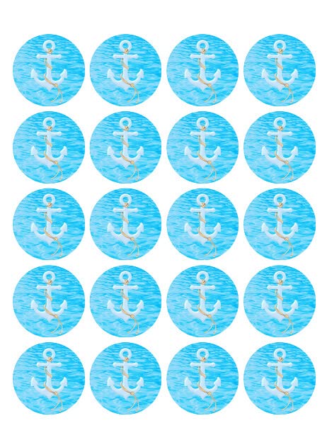 1.875" Round Pre-Cut Anchor Edible Image Cupcake Toppers!