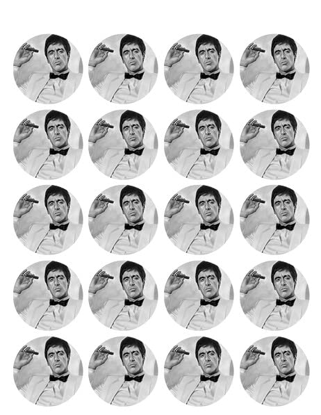 1.875" Round Pre-Cut Black & White Edible Images For Your Cupcakes By TNCT!