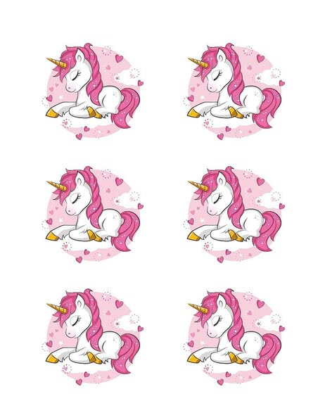 3" Round Pre-Cut Cute Unicorn Edible Image Cupcake Toppers By TNCT!