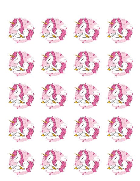 1.875" Pre-Cut Round Cute Unicorn Edible Images For Your Cupcakes!