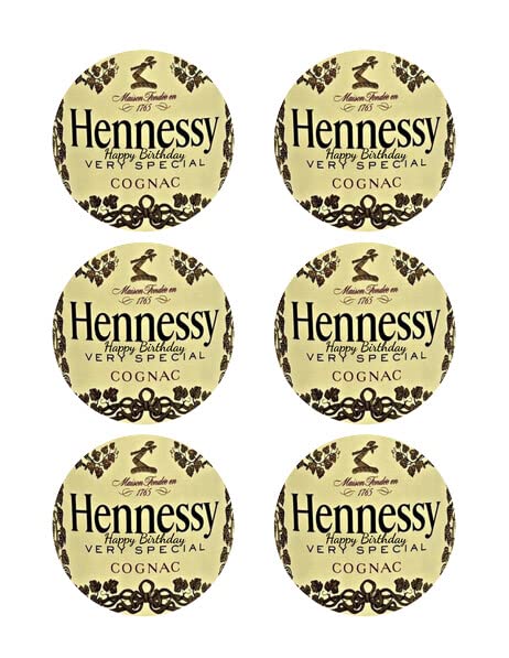 3" Round Pre-Cut Birthday Hennessy Label Edible Image Cupcake Toppers!