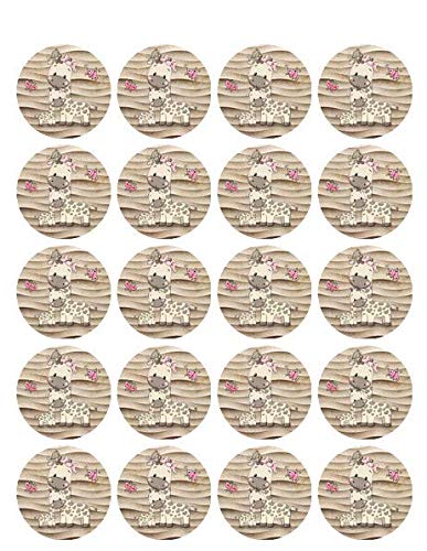 1.875" Round Pre-Cut Baby Giraffe Edible Images For Your Cupcakes!