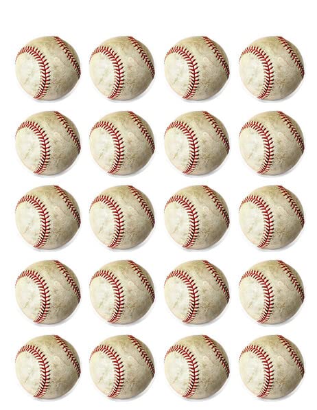 1.875" Pre-Cut Round Baseball Design Edible Images For Your Cupcakes!