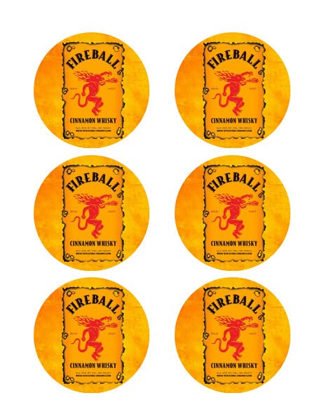 3" Round Pre-Cut Fireball Label Edible Image Cupcake Toppers!