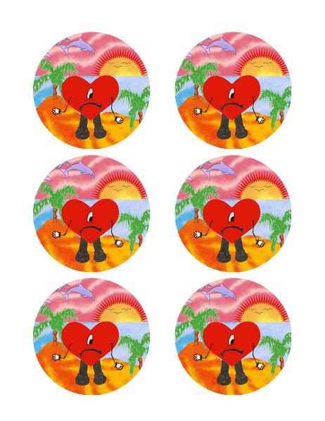 3 Inch Round Pre-Cut Heart Design Edible Image Cupcake Toppers!