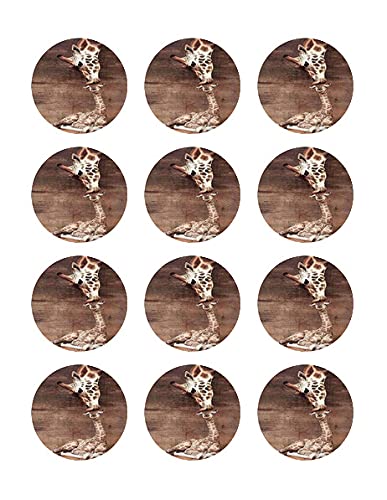 2" Round Pre-Cut Baby & Mama Giraffe Edible Images For Your Cupcakes!