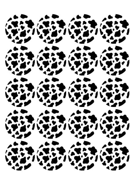 1.875" Round Pre-Cut Cow Print Edible Images For Your Cupcakes!