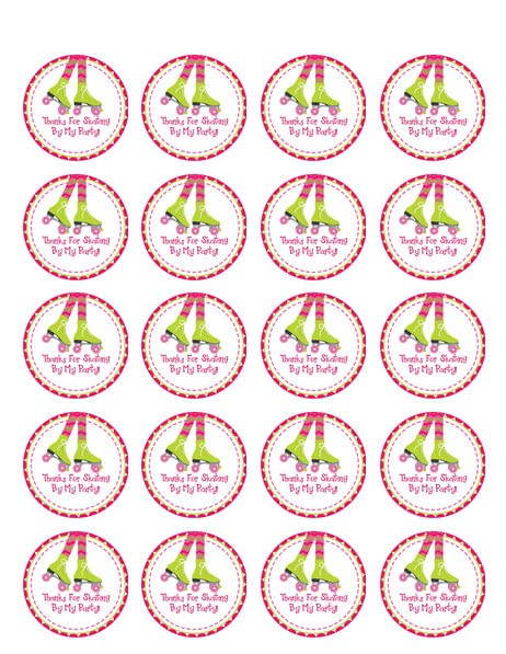 1.875" Pre-Cut Round Roller Skate Edible Image Cupcake Toppers