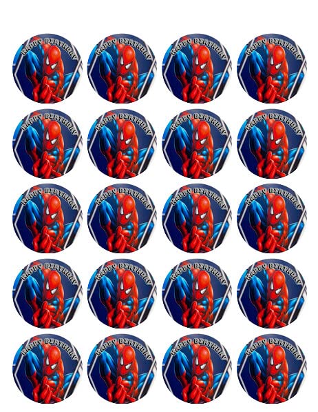 1.875" Round Pre-Cut Spiderman Edible Image Cupcake Toppers!