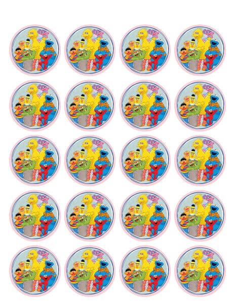 1.875" Round Pre-Cut Colorful Cartoon Design Edible Image Cupcake Toppers!