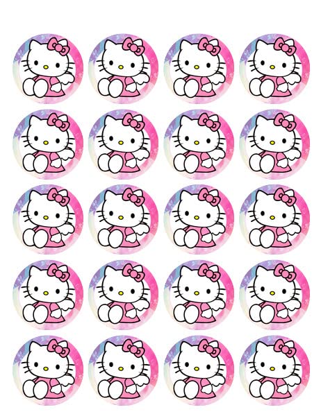 1.875" Round Pre-Cut Kitty Edible Image Cupcake Toppers