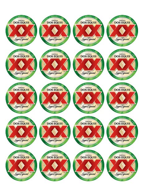 1.875" Pre-Cut Round Dos Equis Label Edible Image Cupcake Toppers!