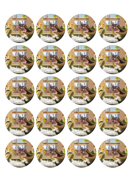 1.875" Round Pre-Cut Crocodile Edible Image Cupcake Toppers!