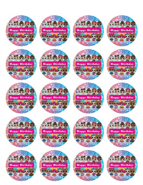 1.875" Pre-Cut RoundBirthday Design Edible Image Cupcake Toppers!