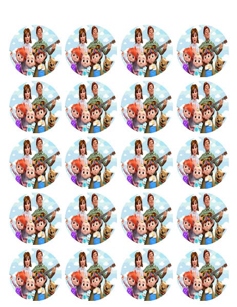 1.875" Pre-Cut Round Cartoon Family Design Edible Image Cupcake Toppers!