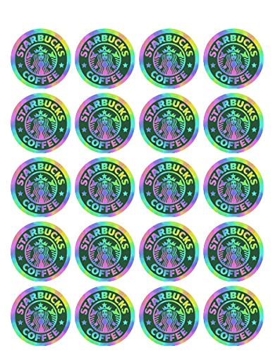 1.875" Pre-Cut Round Colorful Design By TNCT Coffee Logo Edible Image Cupcake/Cookie Toppers!